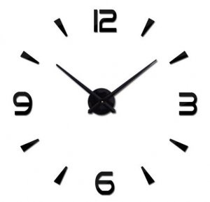Samolepilna stenska ura velika 80 - 120 cm črna
